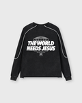 The World Needs Jesus Washed Raw Hem Sweatshirt | Salm House®