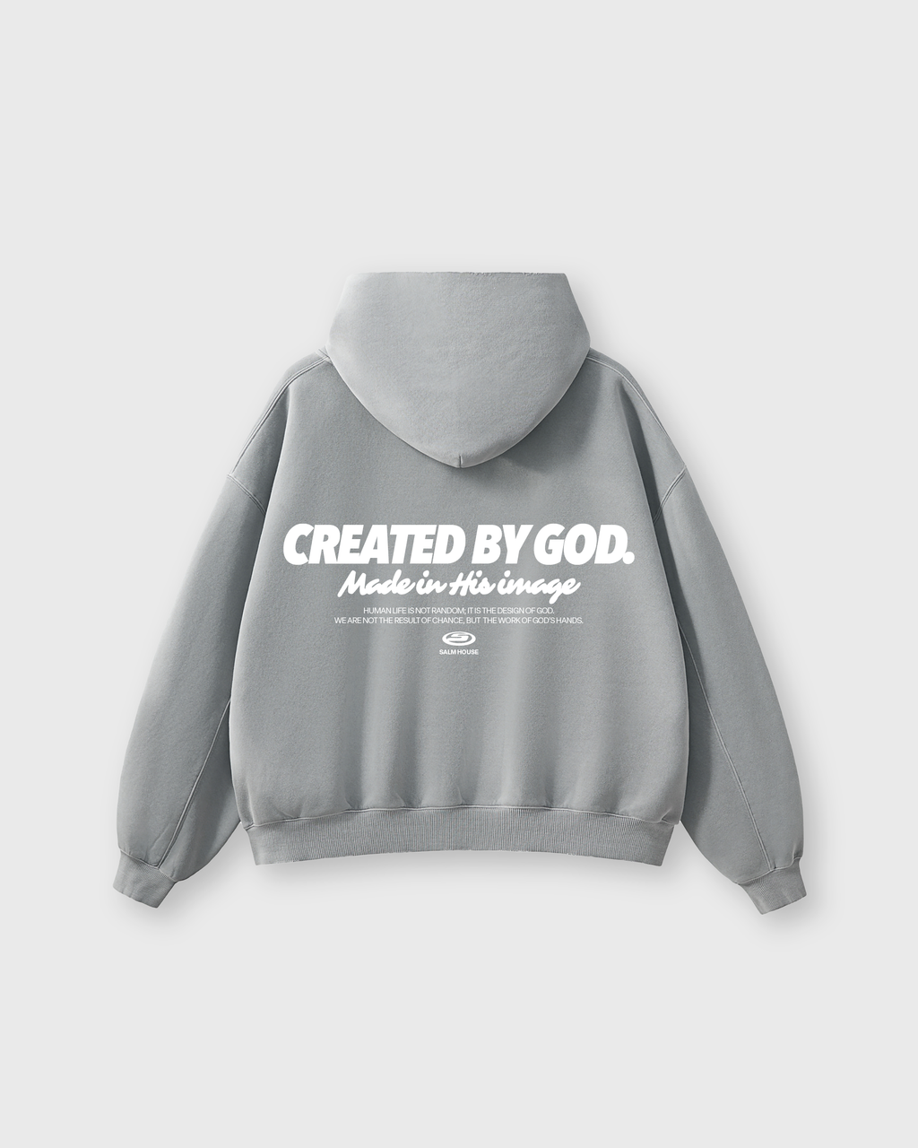 Created by God Gray Oversized Boxy Frayed Washed Hoodie | Salm House®