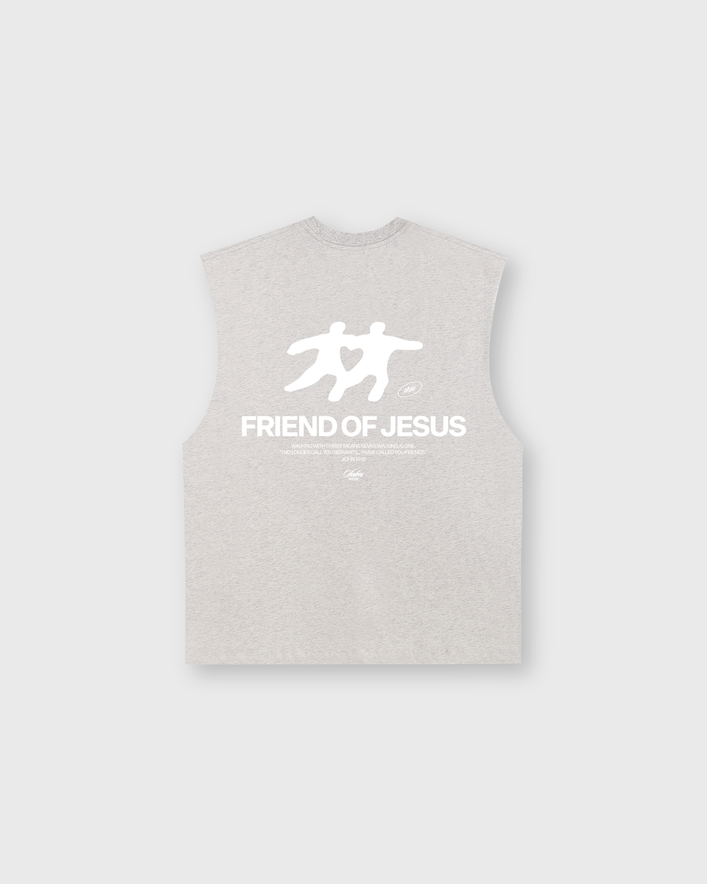 Friend of Jesus Gray Raw Edge Tank Top Loose Fit | Salm House®