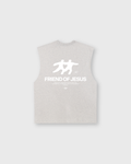 Friend of Jesus Gray Raw Edge Tank Top Loose Fit | Salm House®