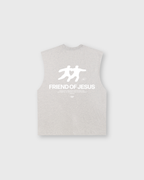 Friend of Jesus Gray Raw Edge Tank Top Loose Fit | Salm House®