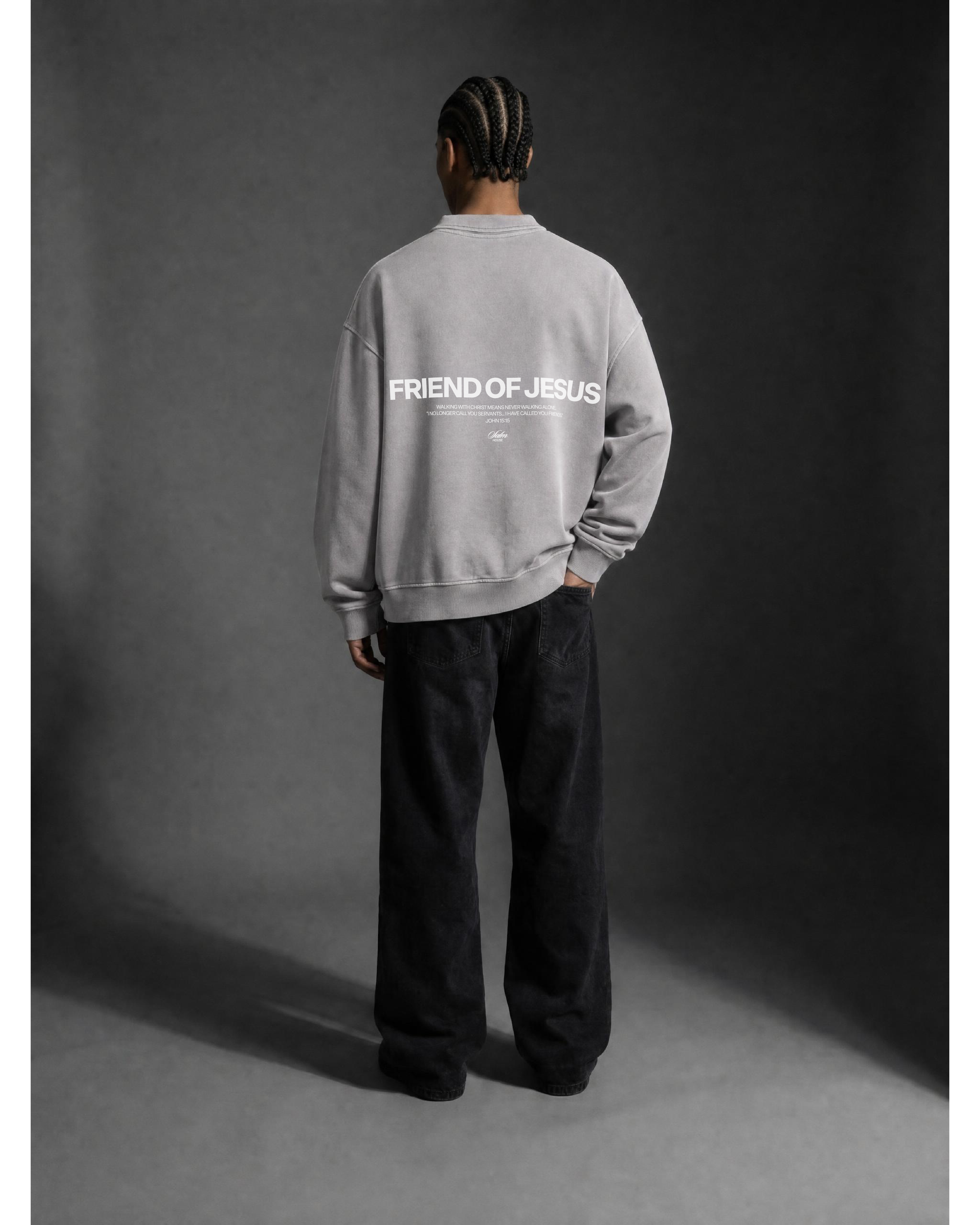 Friend of Jesus Gray Vintage Polo Sweatshirt | Salm House®