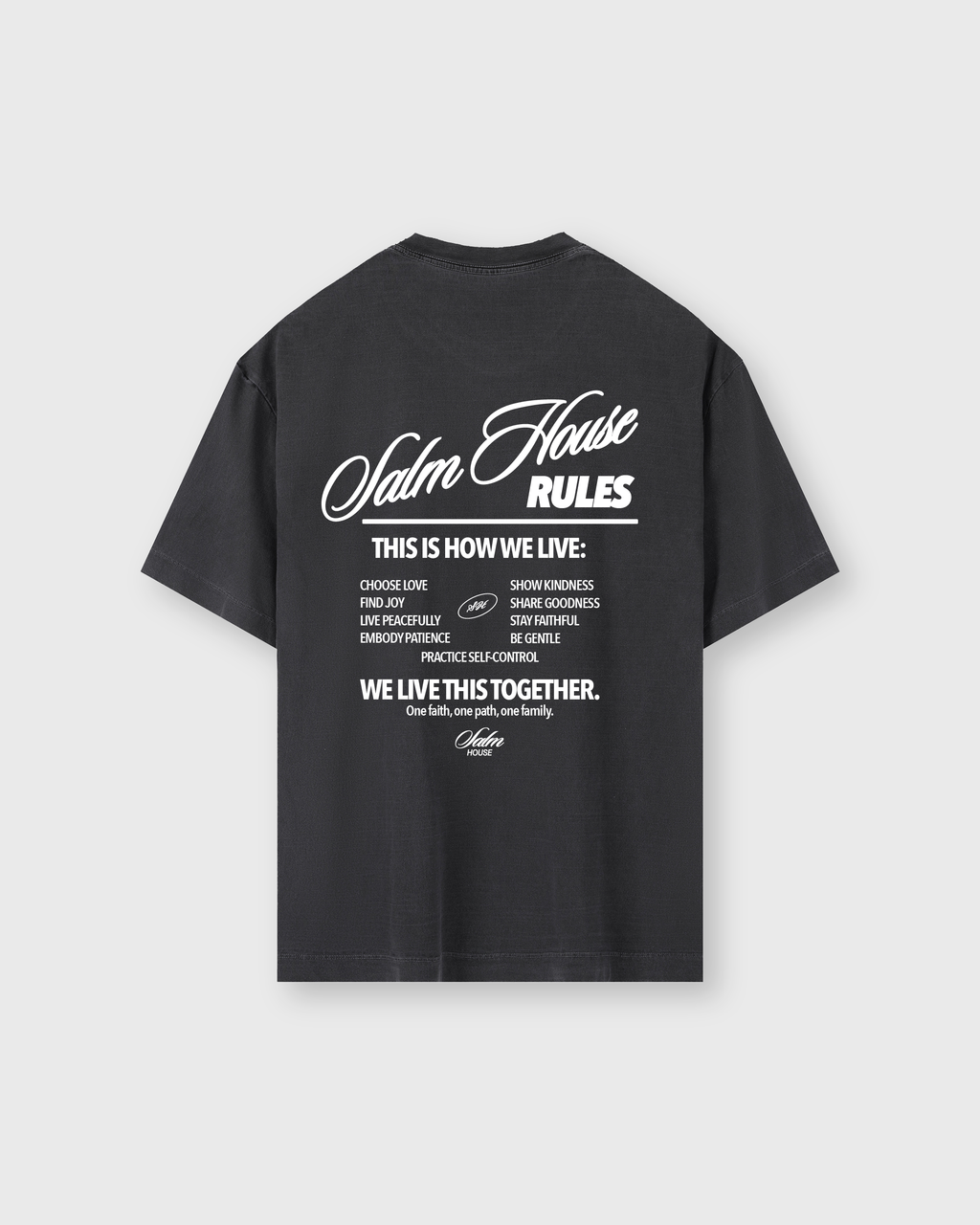 Salm House Rules Black Vintage Washed Oversized Tee | Salm House®