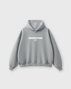 Created by God Gray Oversized Boxy Frayed Washed Hoodie | Salm House®