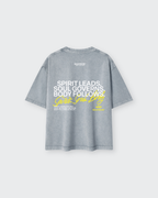 Spirit Soul Body Gray Mineral Wash Boxy Cotton T-Shirt | Salm House®