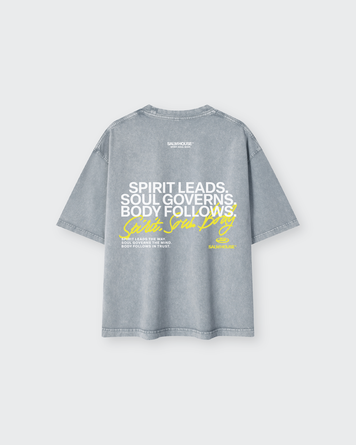 Spirit Soul Body Gray Mineral Wash Boxy Cotton T-Shirt | Salm House®