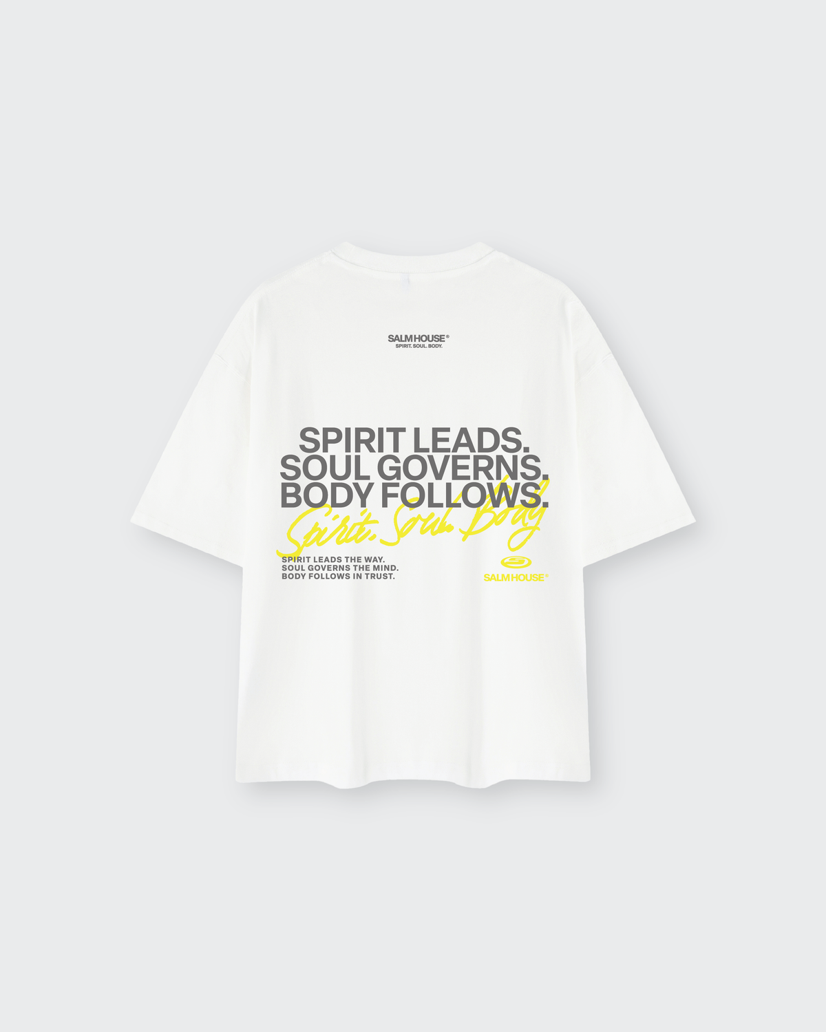 Spirit Soul Body White Mineral Wash Boxy Cotton T-Shirt | Salm House®