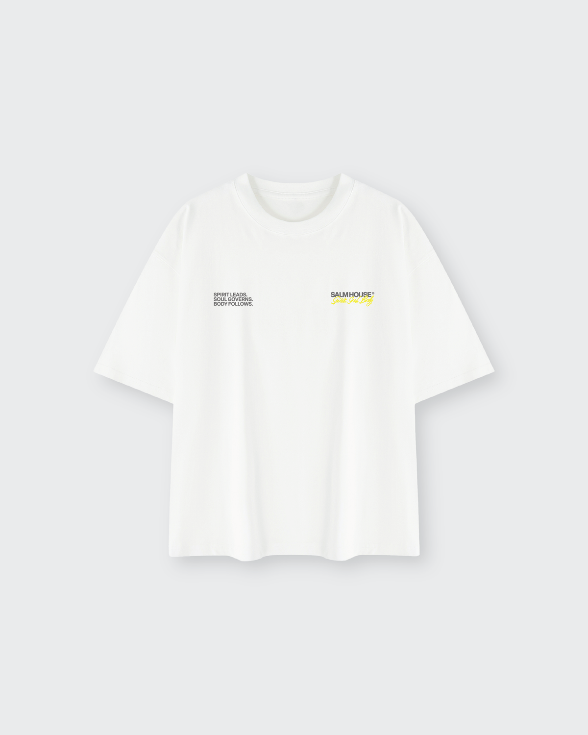 Spirit Soul Body White Mineral Wash Boxy Cotton T-Shirt | Salm House®