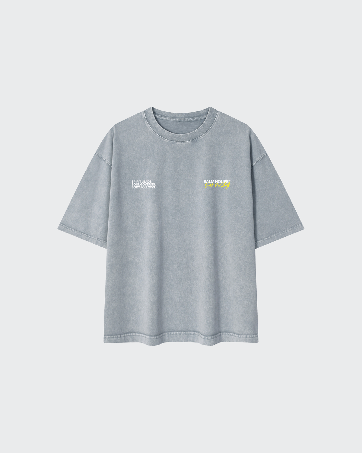 Spirit Soul Body Gray Mineral Wash Boxy Cotton T-Shirt | Salm House®