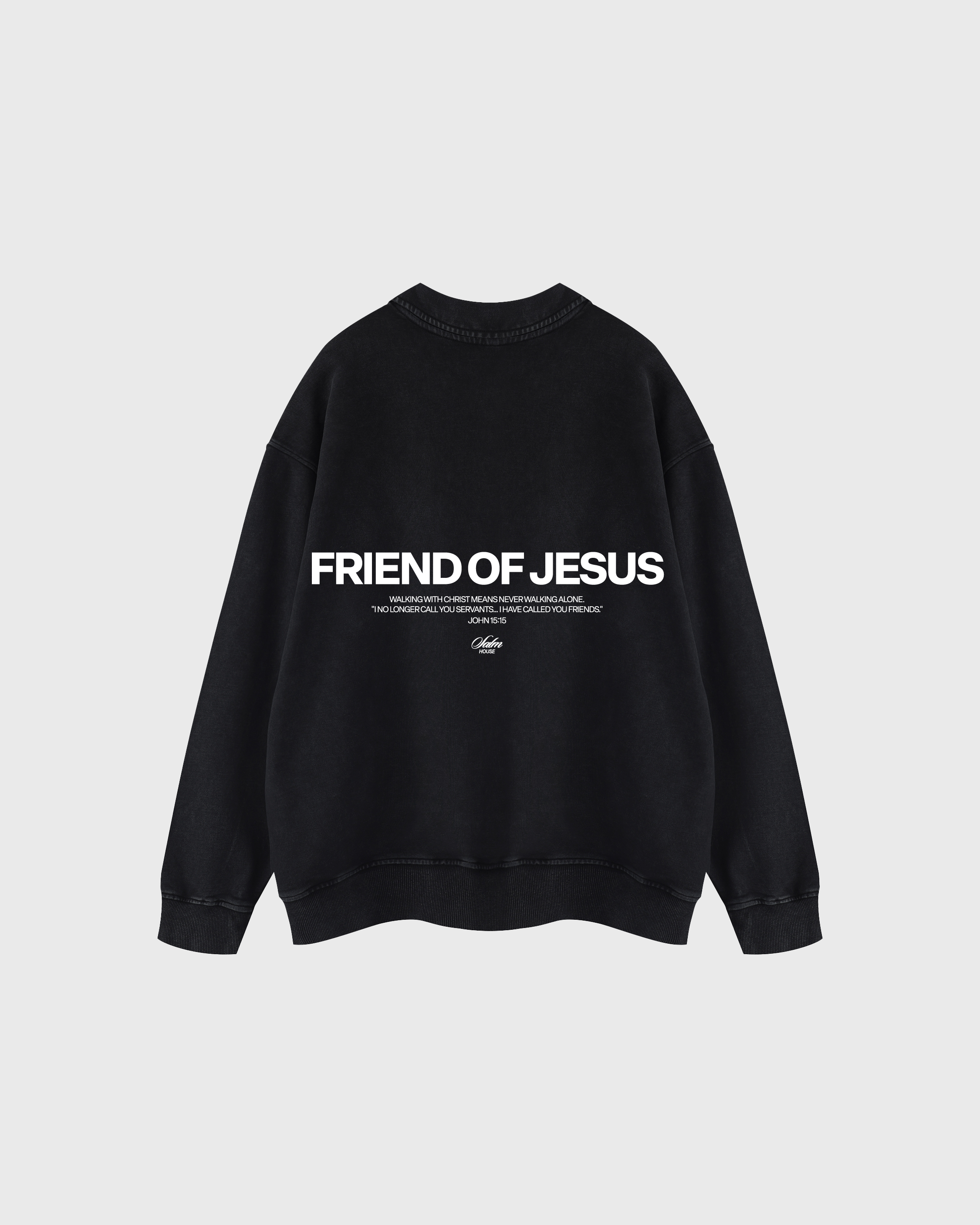 Friend of Jesus Black Vintage Polo Sweatshirt | Salm House®
