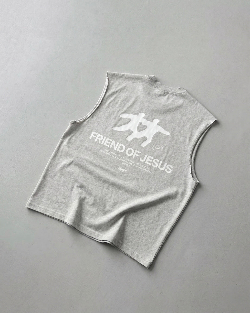 Friend of Jesus Gray Raw Edge Tank Top Loose Fit | Salm House®