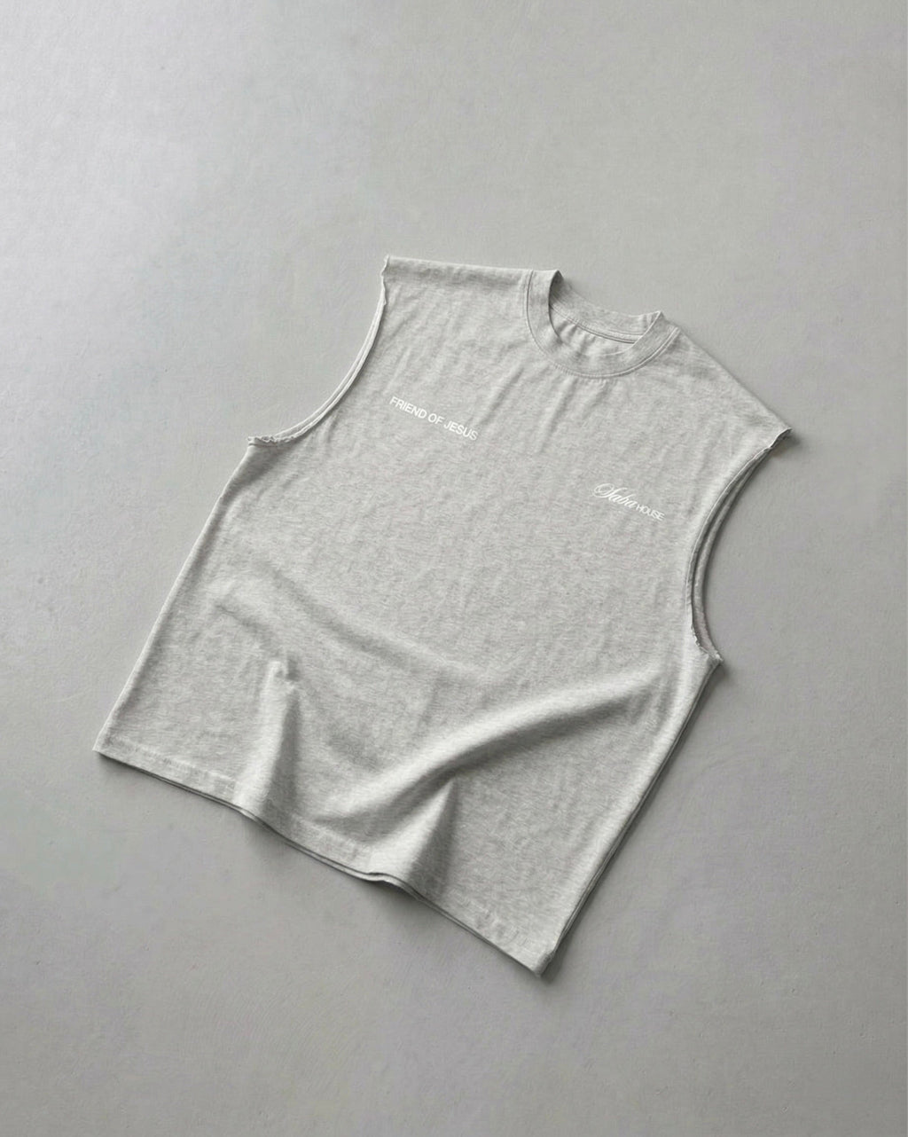 Friend of Jesus Gray Raw Edge Tank Top Loose Fit | Salm House®
