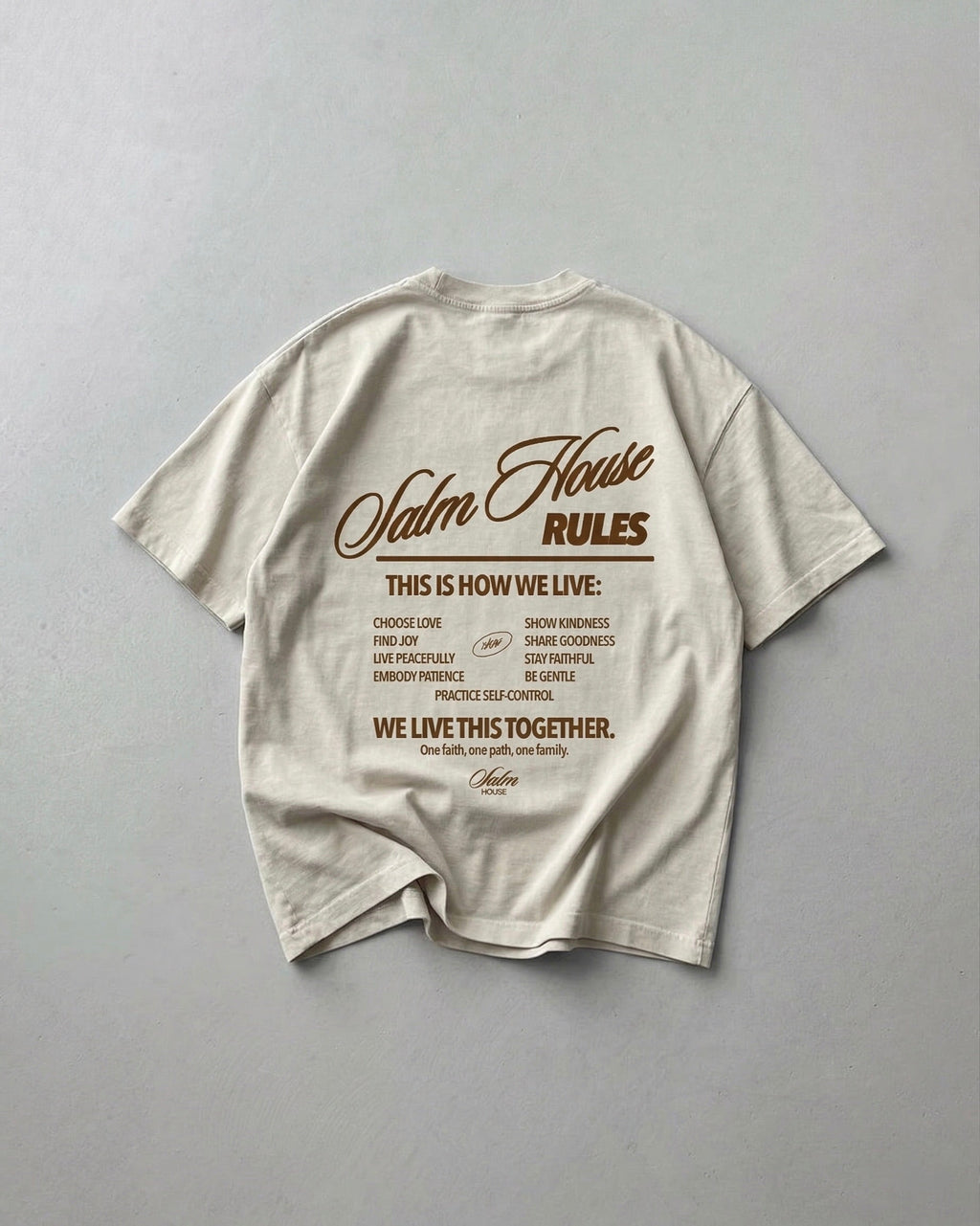 Salm House Rules Beige Vintage Washed Oversized Tee | Salm House®