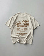 Salm House Rules Beige Vintage Washed Oversized Tee | Salm House®