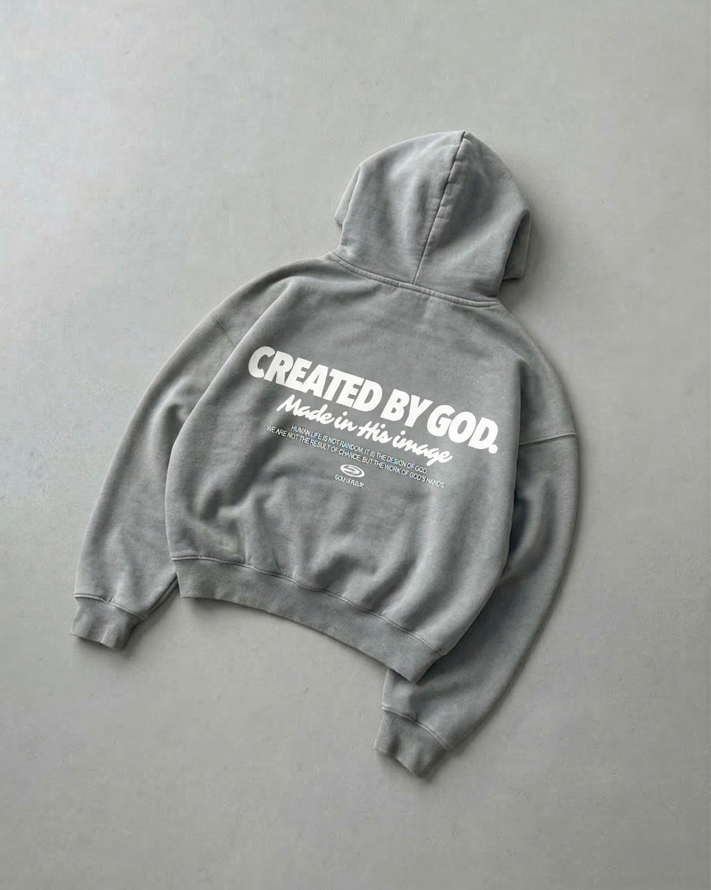 Created by God Gray Oversized Boxy Frayed Washed Hoodie | Salm House®