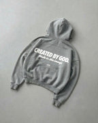 Created by God Gray Oversized Boxy Frayed Washed Hoodie | Salm House®