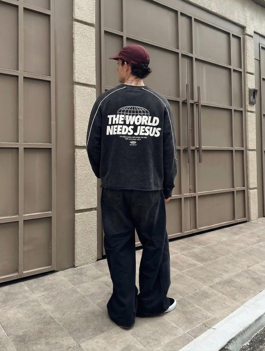 The World Needs Jesus Washed Raw Hem Sweatshirt | Salm House®