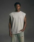 Friend of Jesus Gray Raw Edge Tank Top Loose Fit | Salm House®