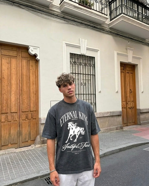 Eternal King Vintage Black Oversized Tee | Salm House®