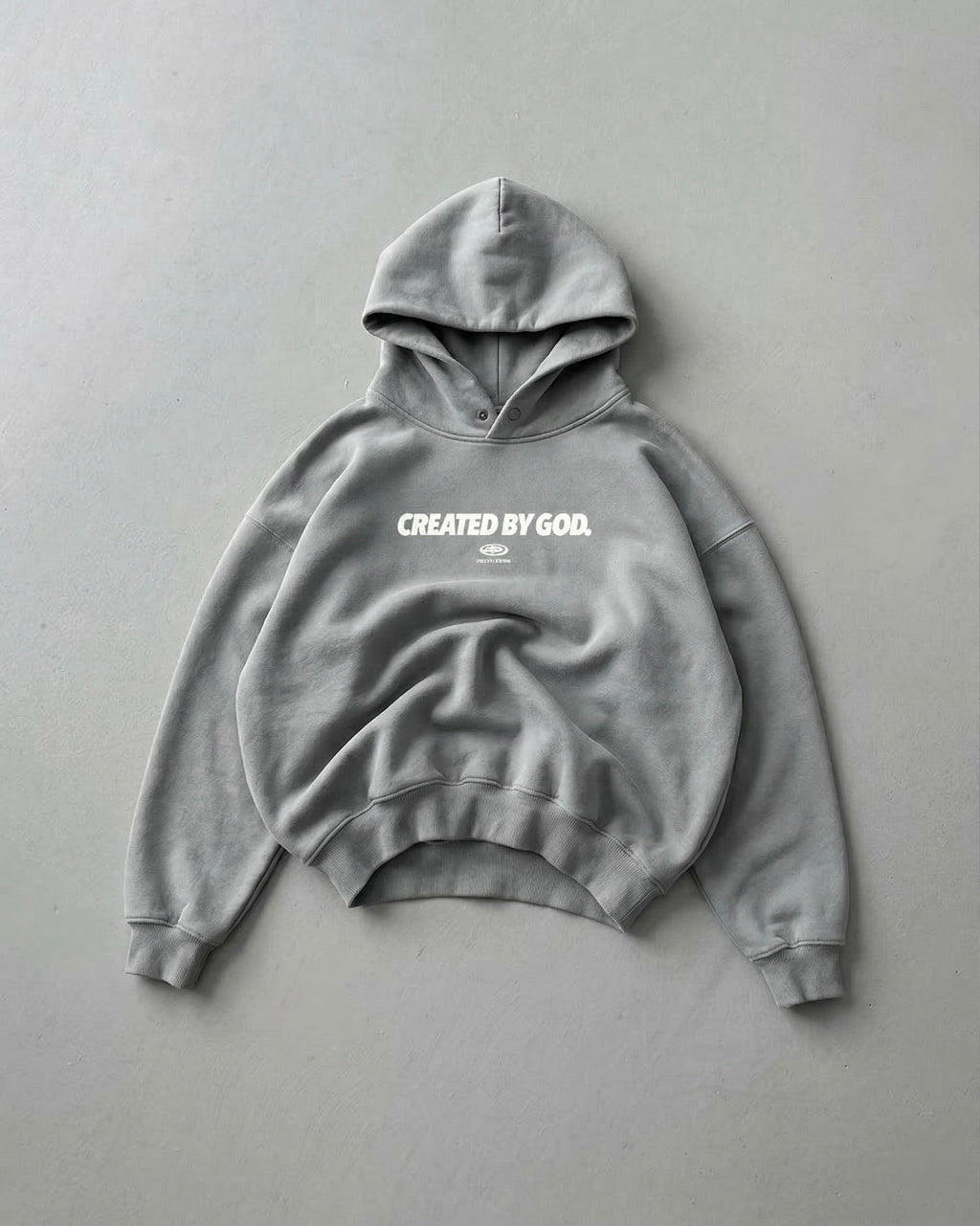Created by God Gray Oversized Boxy Frayed Washed Hoodie | Salm House®