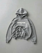 Created by God Gray Oversized Boxy Frayed Washed Hoodie | Salm House®