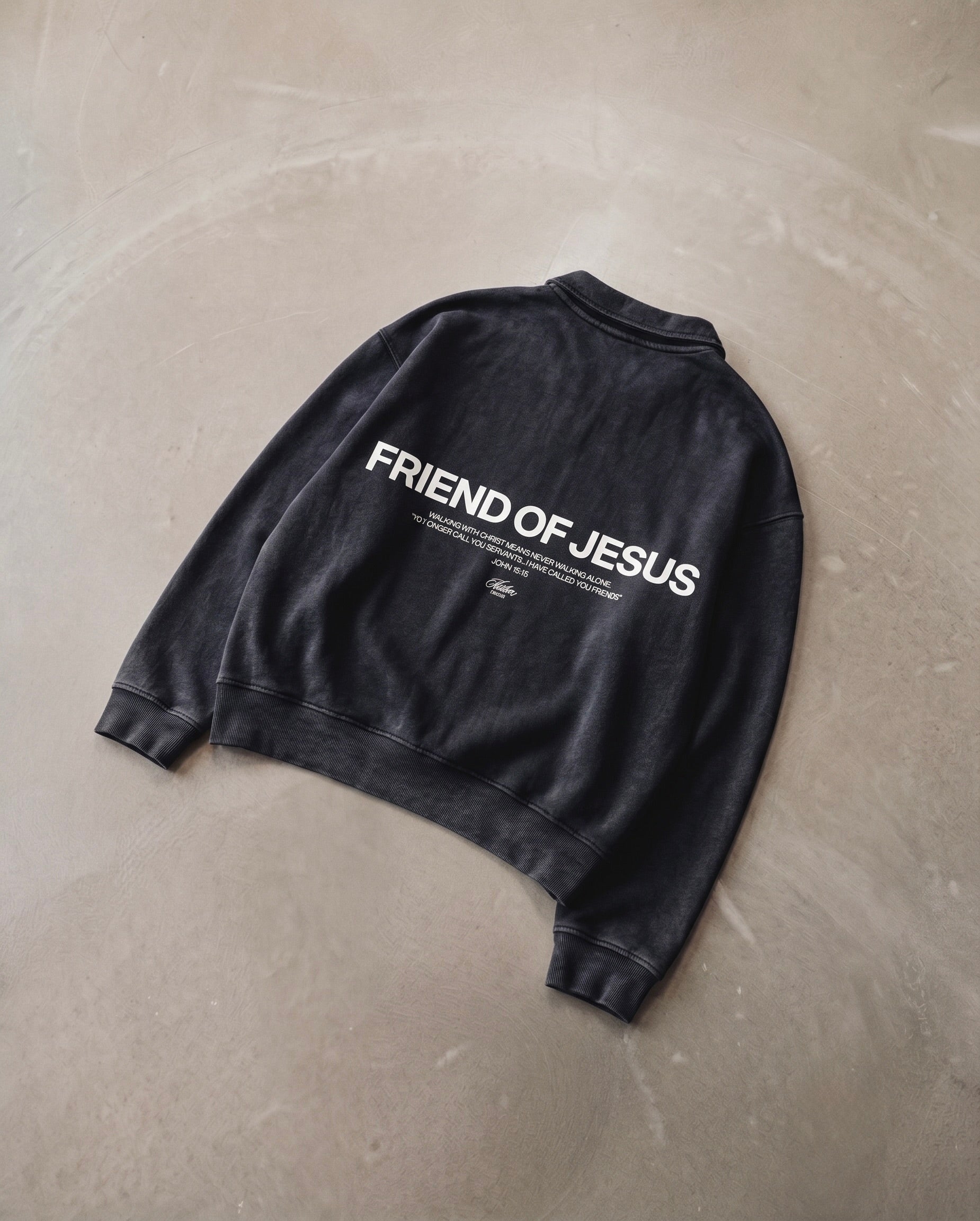 Friend of Jesus Black Vintage Polo Sweatshirt | Salm House®