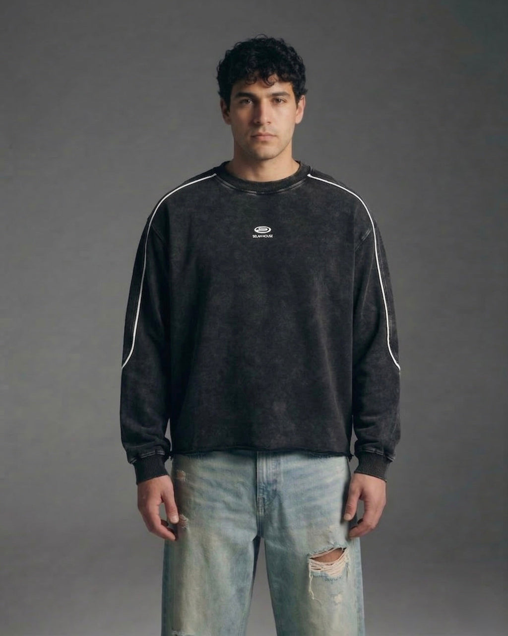 The World Needs Jesus Washed Raw Hem Sweatshirt | Salm House®