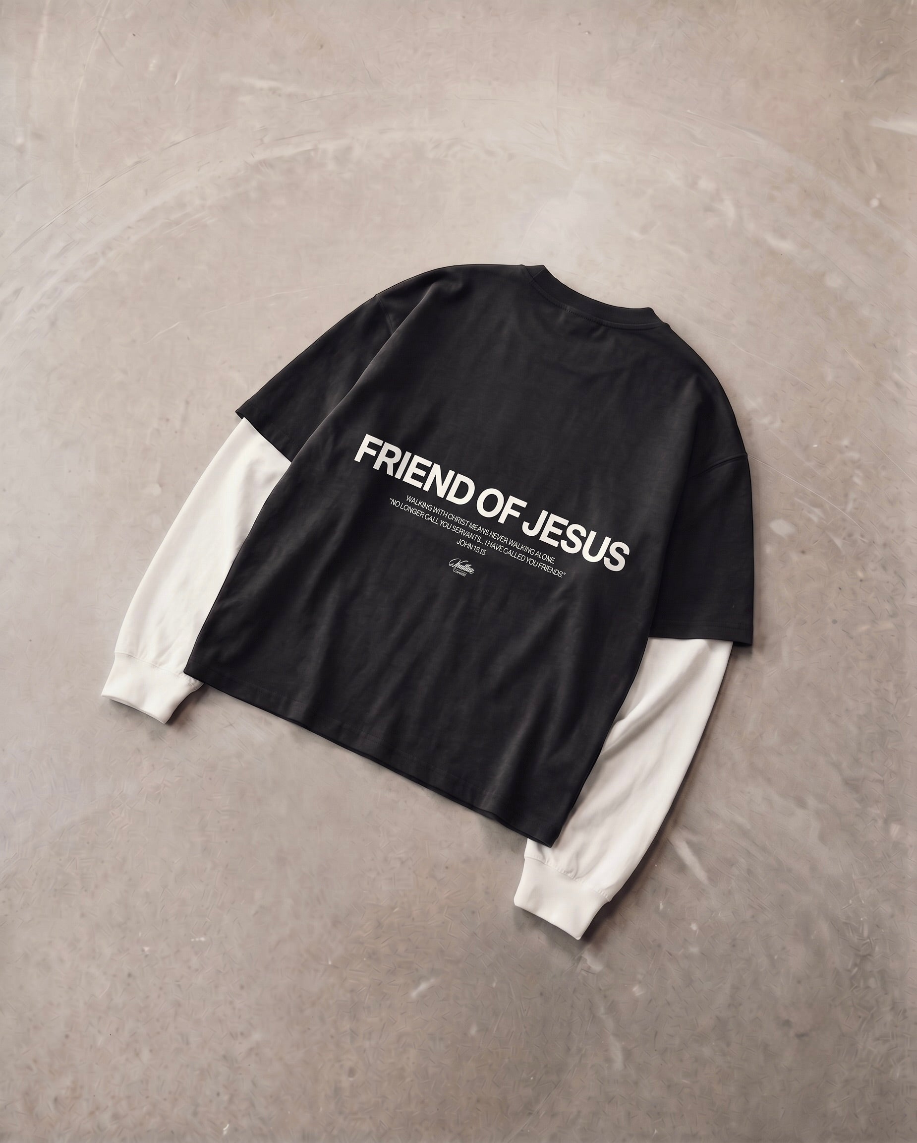 Friend of Jesus Layered Contrast Sleeve Tee | Salm House®