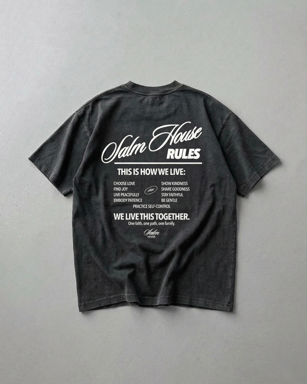 Salm House Rules Black Vintage Washed Oversized Tee | Salm House®