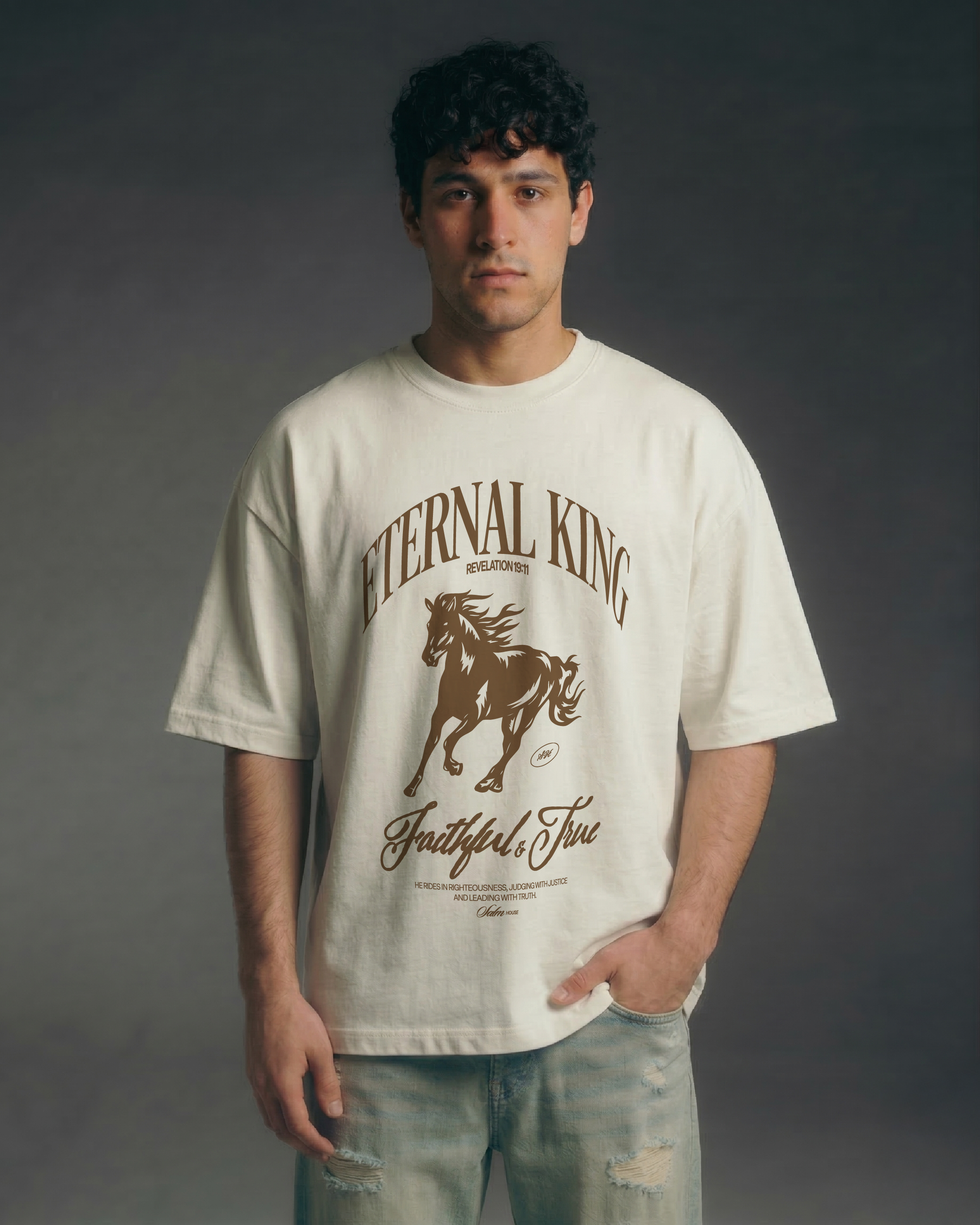 Eternal King Vintage White Oversized Tee | Salm House®
