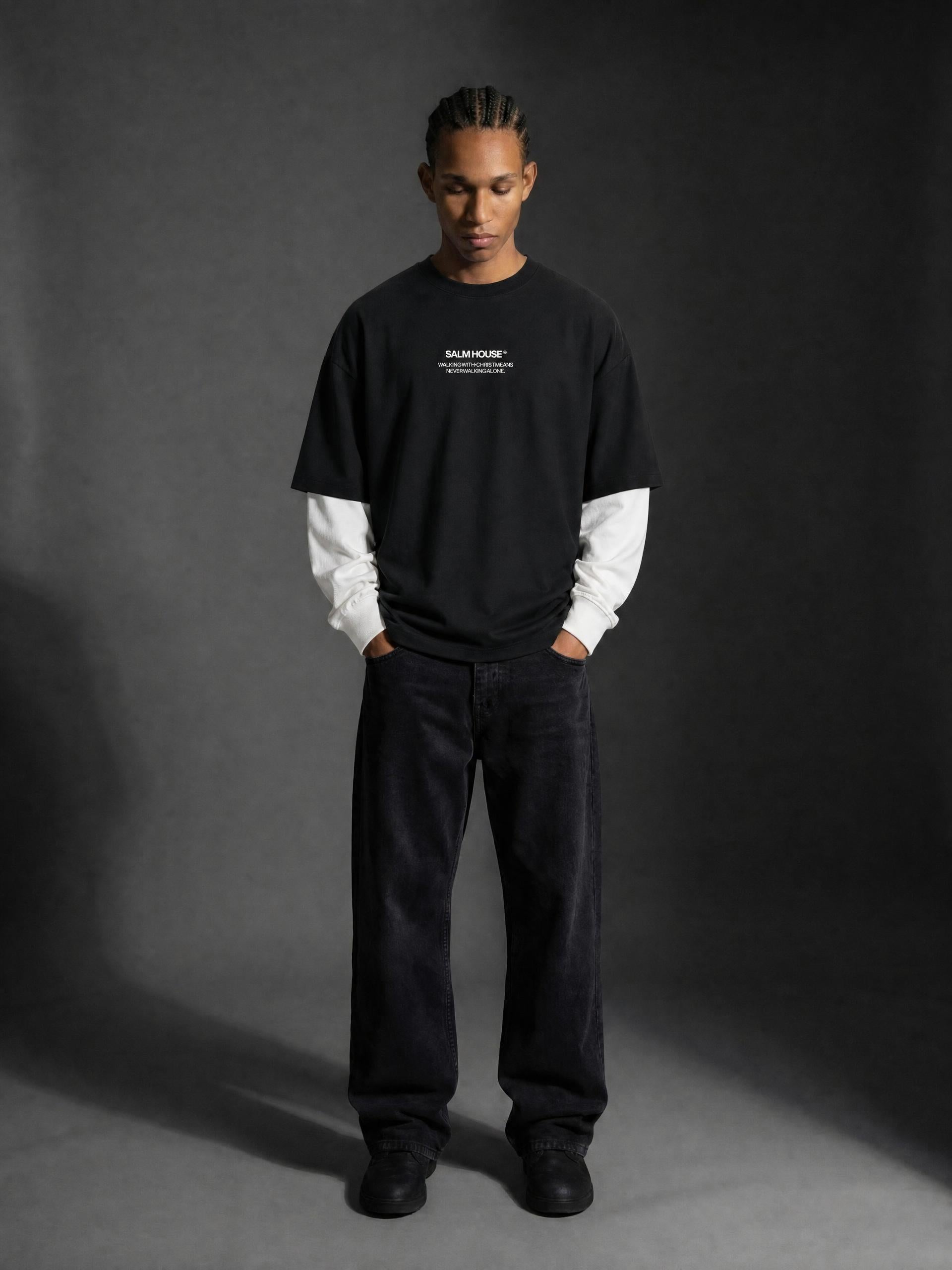 Friend of Jesus Layered Contrast Sleeve Tee | Salm House®