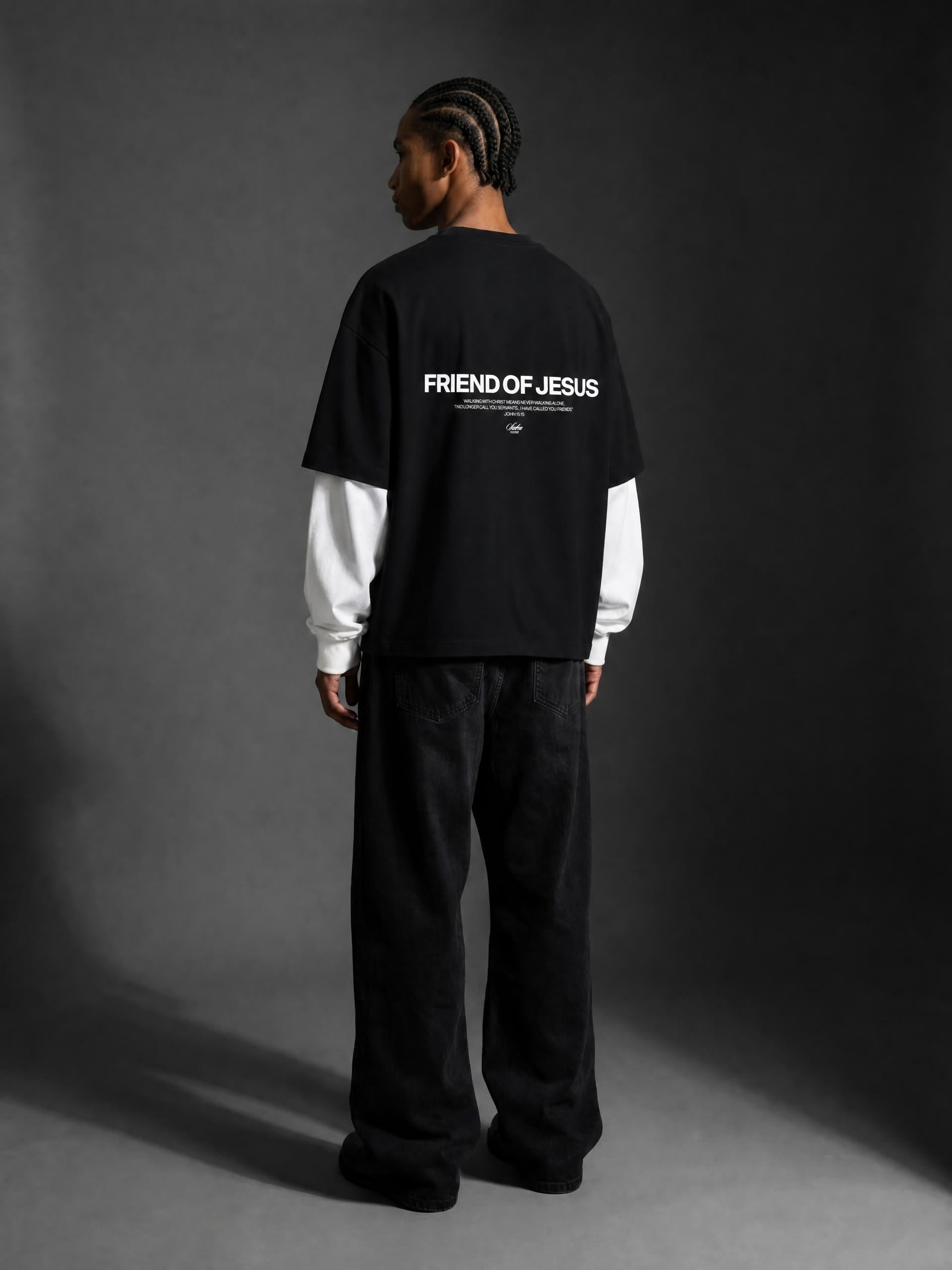 Friend of Jesus Layered Contrast Sleeve Tee | Salm House®