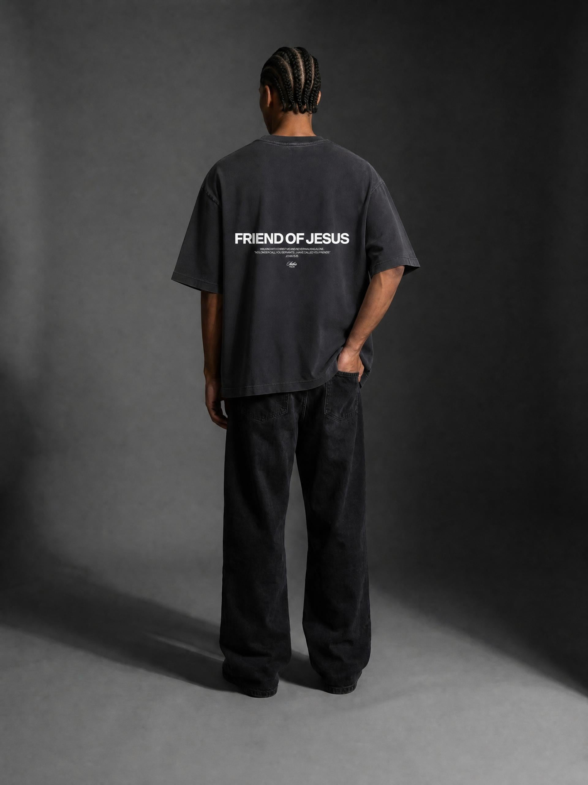 Friend of Jesus Premium Black Vintage Oversized Tee | Salm House®