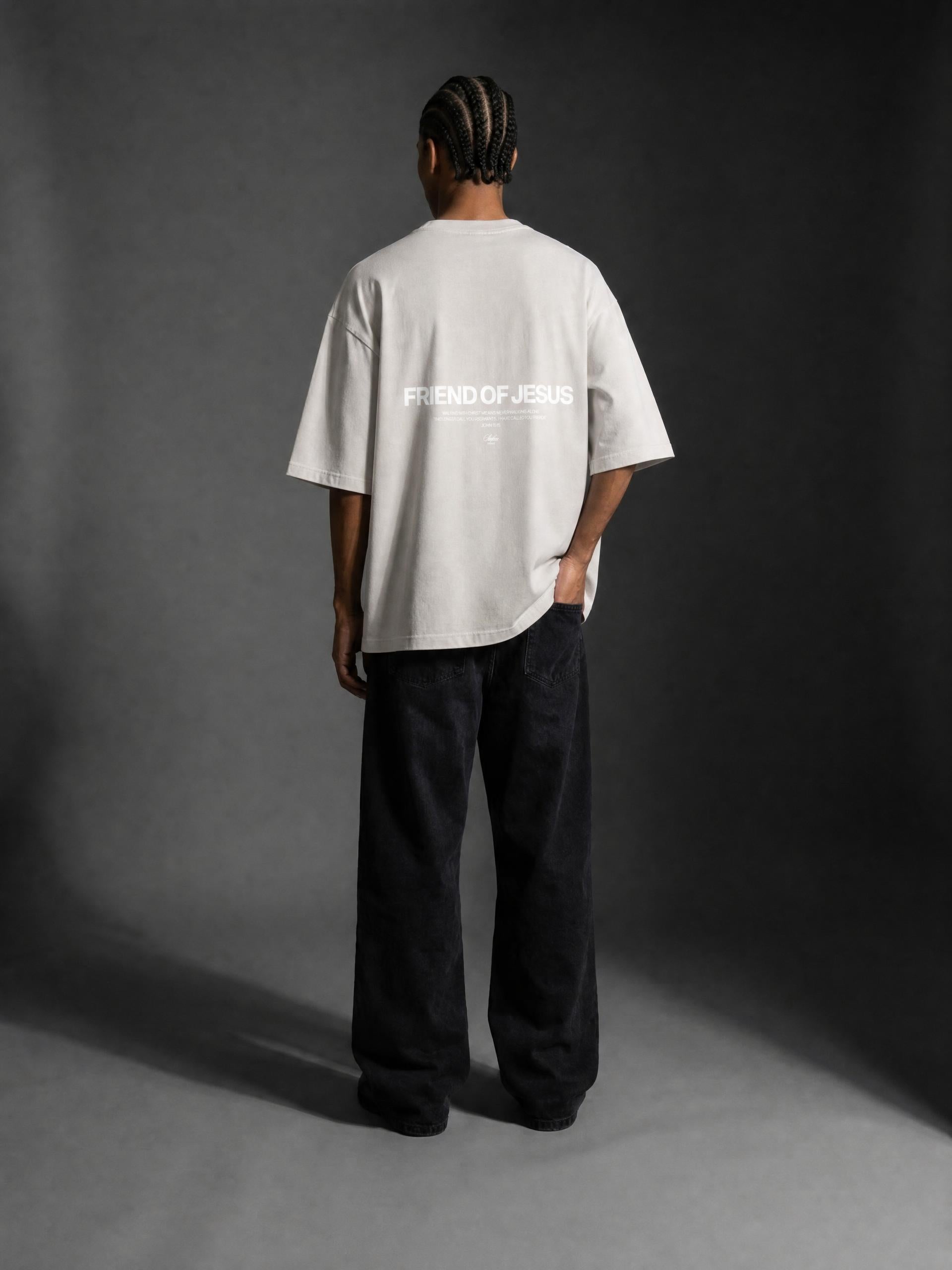 Friend of Jesus Premium Beige Vintage Oversized Tee | Salm House®