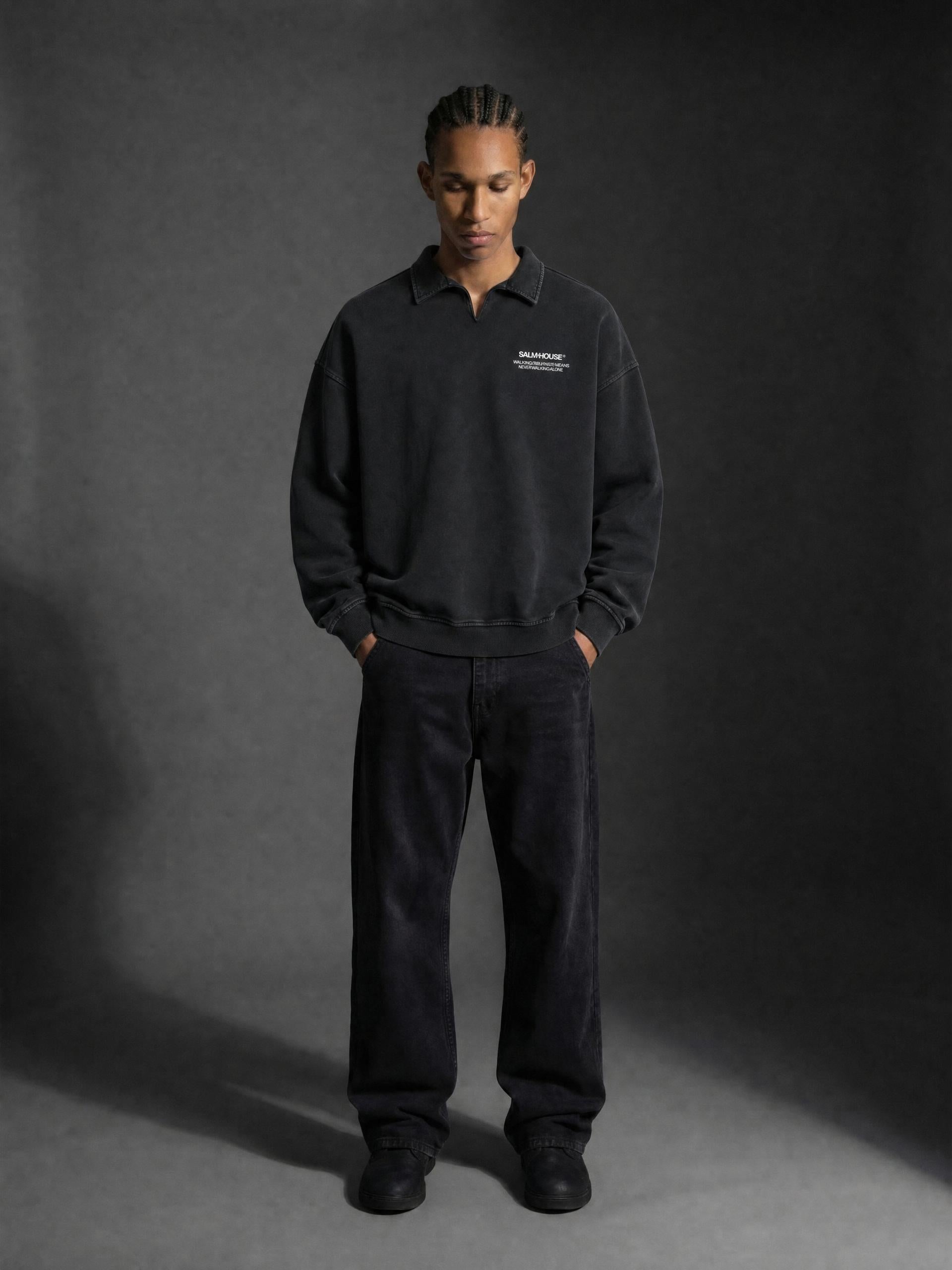 Friend of Jesus Black Vintage Polo Sweatshirt | Salm House®