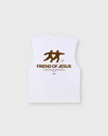 Friend of Jesus White Raw Edge Tank Top Loose Fit | Salm House®