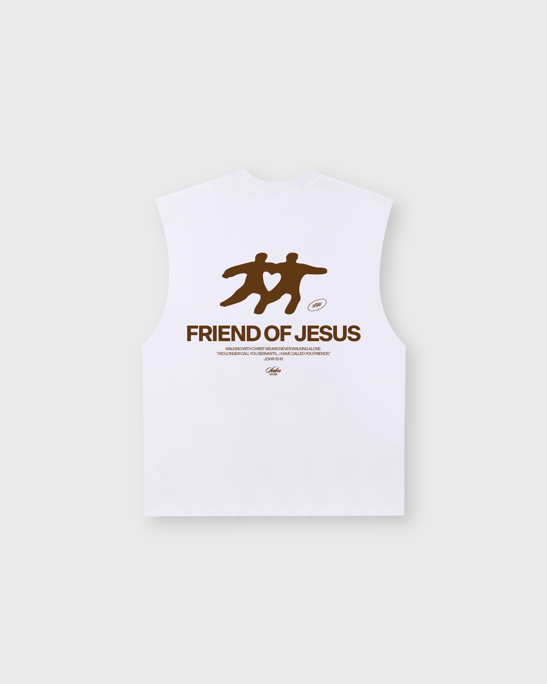 Friend of Jesus White Raw Edge Tank Top Loose Fit | Salm House®