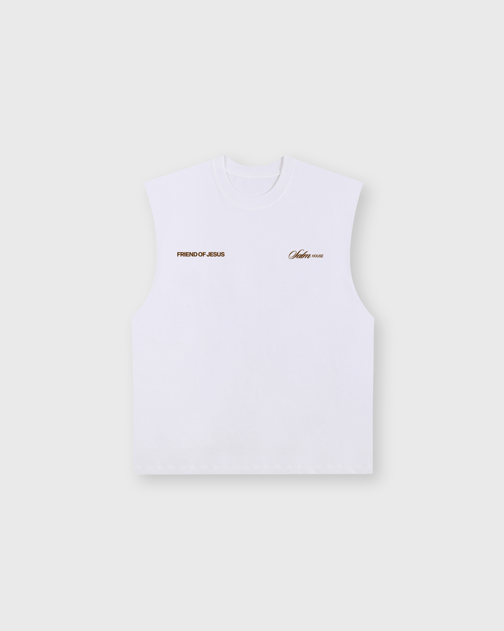 Friend of Jesus White Raw Edge Tank Top Loose Fit | Salm House®